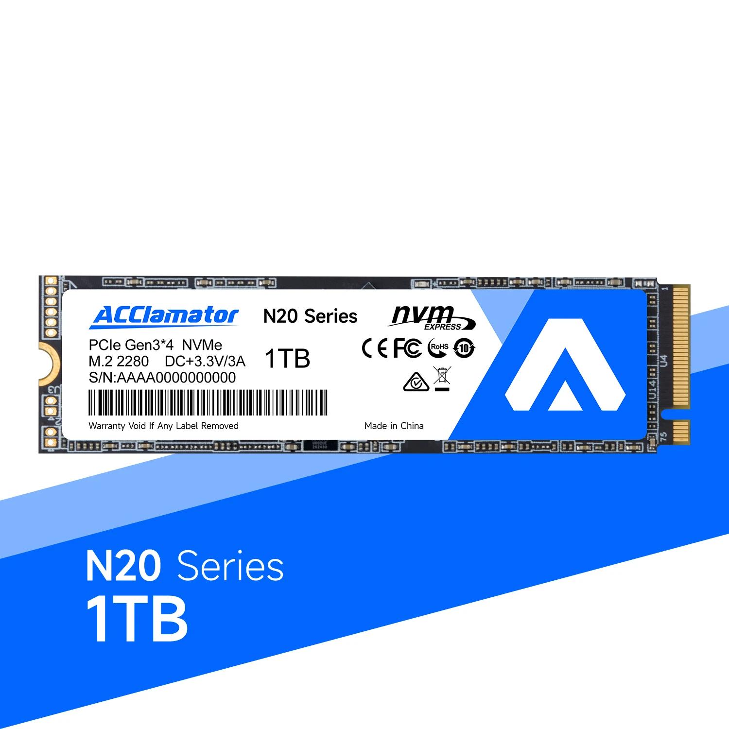 Acclamator N20 SSD NVMe PC Ʈ ӿ  ָ Ʈ ̺ 丮, б 2500 MB/s PCle 3.0x4, M.2 2280, 1TB, 2TB, 4TB